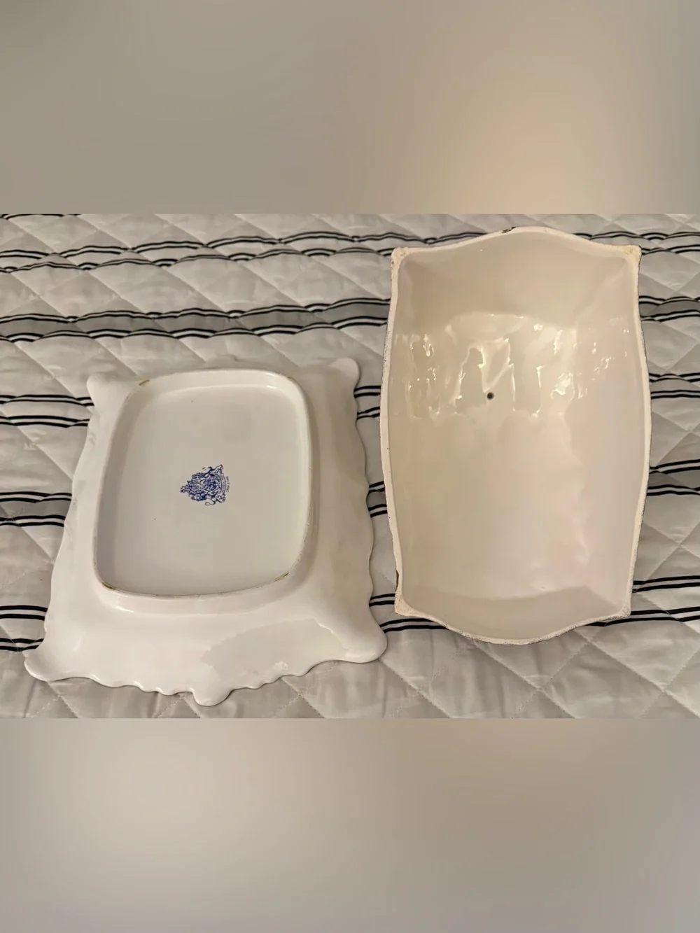 Victoria Ware Ironstone Burgundy, Gold, White Cheese Bread Serving Dish Vintage